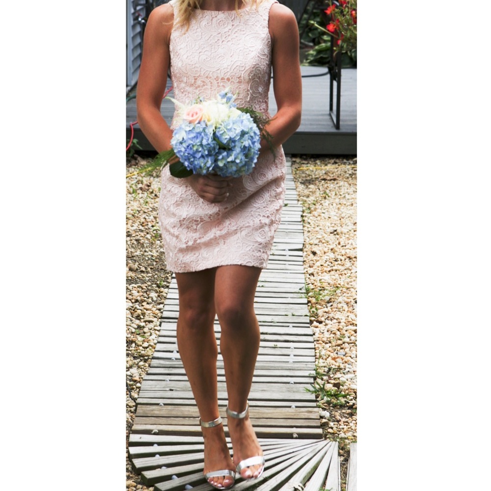 Aidan Mattox Blush Lace Cutout bridesmaid Dress
